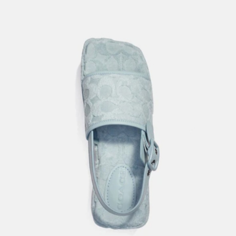 Coach Noelle Sandal In Signature Terry Cloth Blue Size 8.5 B NEW - Picture 3 of 16